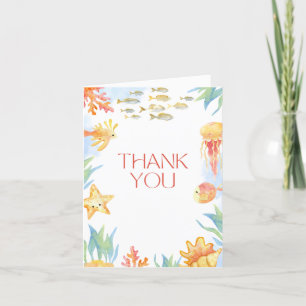 Under the Sea Watercolor Baby Shower Letterpress Thank You Card