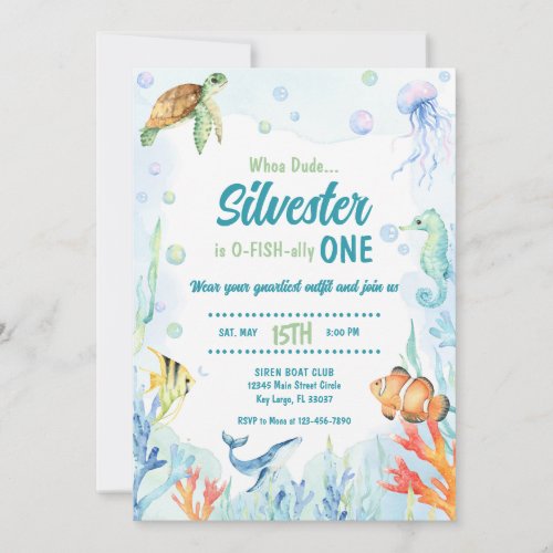 Under the Sea Watercolor Birthday Invitation