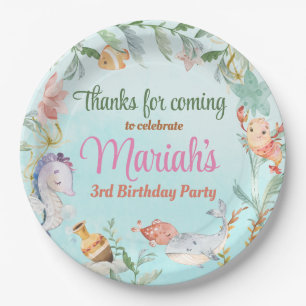 Under the sea watercolor Birthday Paper Plates
