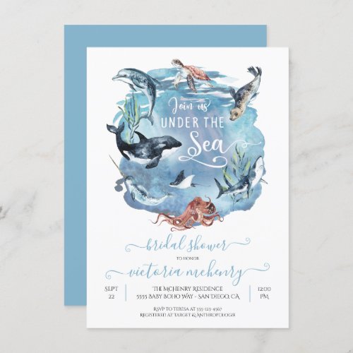 Under the Sea Watercolor Bridal Baby Shower Invitation