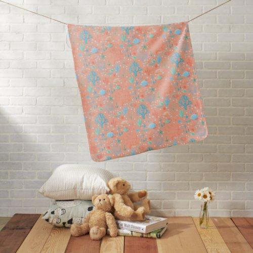 Under the Sea Watercolor Coral Pink  Baby Blanket