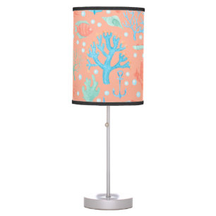 Under the Sea Watercolor Coral Pink   Table Lamp