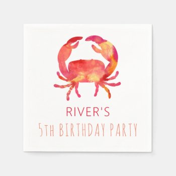 Under The Sea Watercolor Crab Marine Napkins by LilPartyPlanners at Zazzle