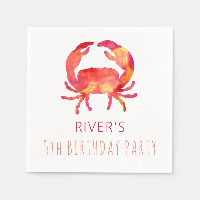 Under The Sea Watercolor Crab Marine Napkins (Front)