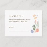 Under the Sea Watercolor Diaper Raffle Ticket Encl Enclosure Card