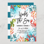 Under the Sea Watercolor Friends Kids Birthday Invitation<br><div class="desc">Invite family and friends to your event with this under the sea theme kids birthday invitation. It features watercolor illustrations of a cute turtle,  crab,  whale and colorful corals. This sea invitation is perfect for beach and summer birthday parties. Personalize by adding names,  date,  time and other event details.</div>