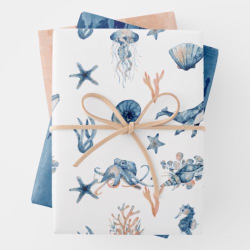 Under_the_Sea Watercolor Gift Wrapping Paper Sheets