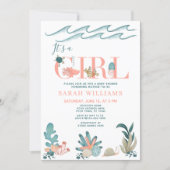 Under the Sea Watercolor It's a Girl Baby Shower Invitation (Front)