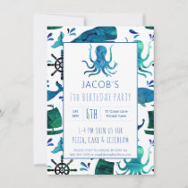 Under The Sea Watercolor Kids Octopus Birthday