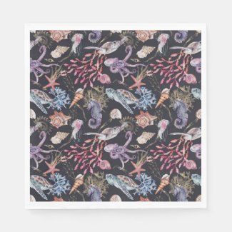 Under the Sea Watercolor Marine Animals Ocean  Napkins