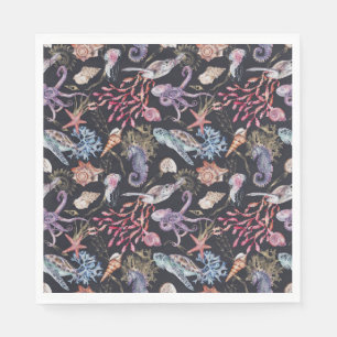 Under the Sea Watercolor Marine Animals Ocean Napkins
