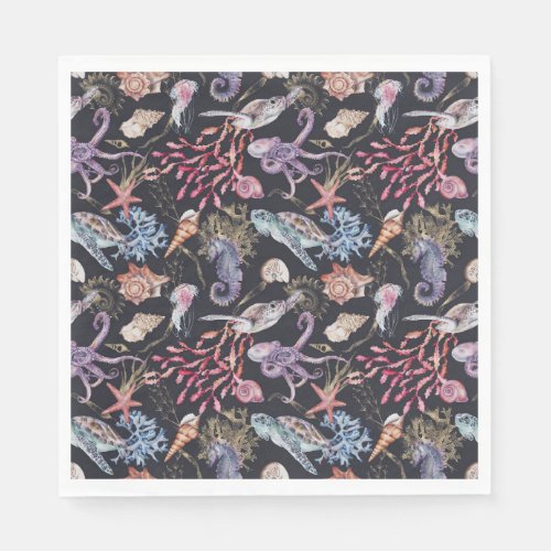 Under the Sea Watercolor Marine Animals Ocean  Napkins