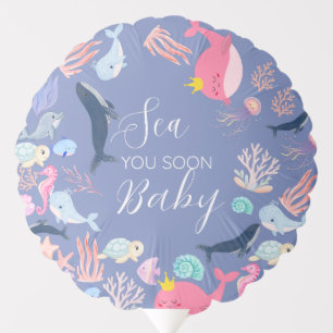 Under the Sea Watercolor Ocean Animals Baby Shower Balloon