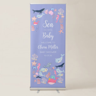 Under the Sea Watercolor Ocean Animals Baby Shower Retractable Banner