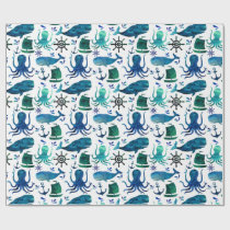 Under The Sea Watercolor Ocean Marine Nautical Wrapping Paper