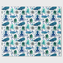 Under The Sea Watercolor Ocean Marine Nautical Wrapping Paper