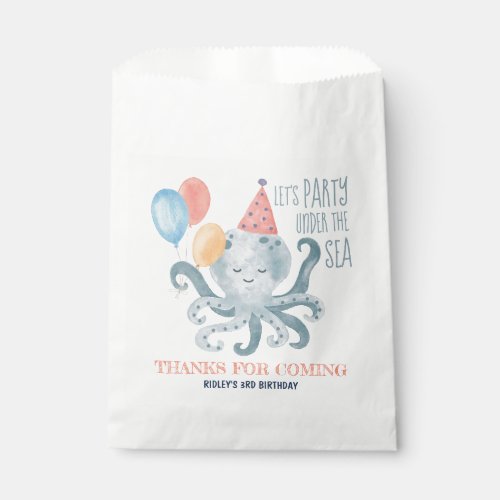 Under The Sea Watercolor Octopus Birthday Favor Bag