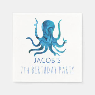 Under The Sea Watercolor Octopus Nautical Napkins