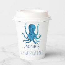 Under The Sea Watercolor Octopus Nautical  Paper Cups