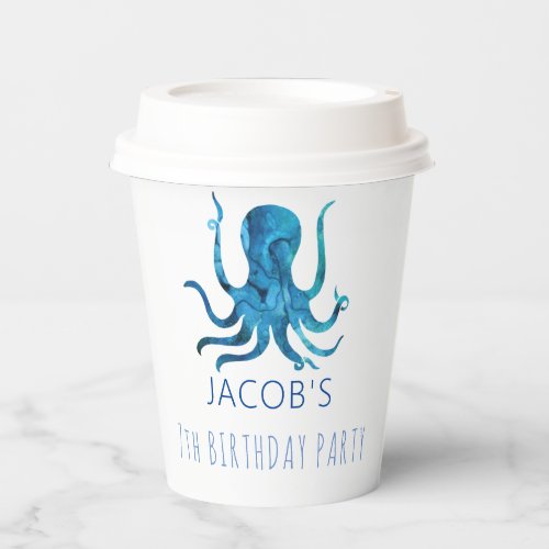 Under The Sea Watercolor Octopus Nautical  Paper Cups