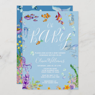 Under the Sea Watercolor Oh Baby Shower Invitation