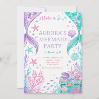 Under The Sea Watercolor Party Invite 