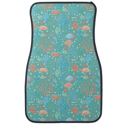 Under the Sea Watercolor Pattern Car Floor Mat