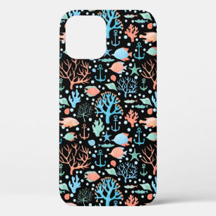 Under the Sea Watercolor Pattern Dark iPhone 12 Pro Case