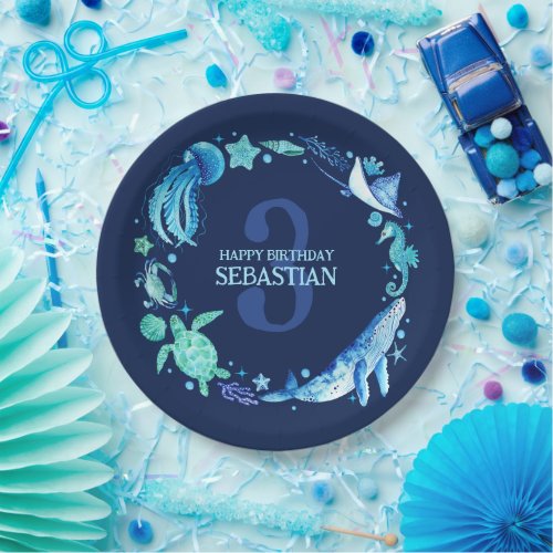 Under the Sea Watercolor Pattern Paper Plates