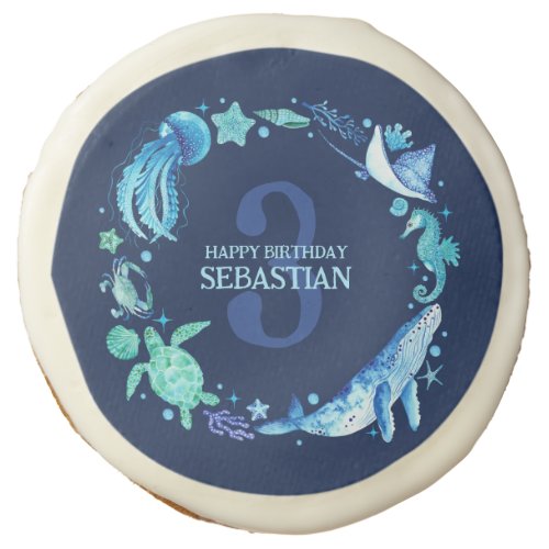 Under the Sea Watercolor Pattern Sugar Cookie