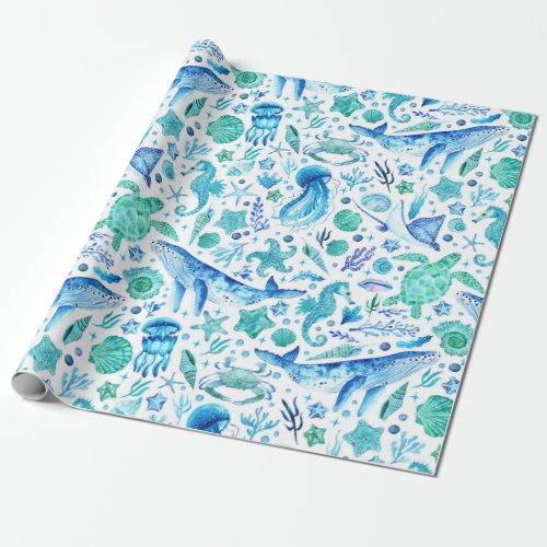 Under the Sea Watercolor Pattern Wrapping Paper