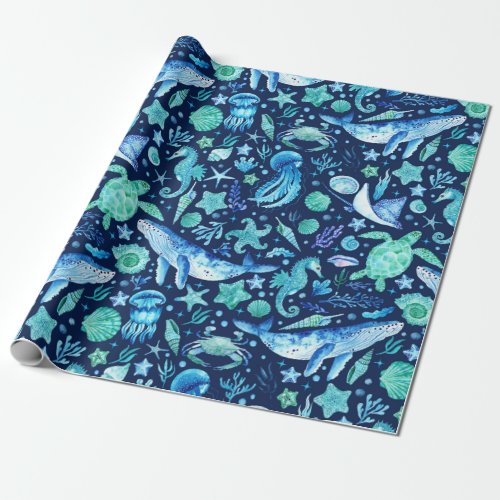 Under the Sea Watercolor Pattern Wrapping Paper