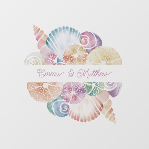 Under the Sea Watercolor Shell Wedding Logo Floor Wall Decal