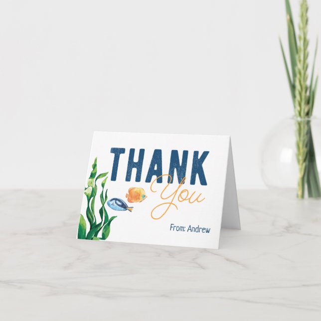 Under the Sea Watercolor Thank You Card (Front)