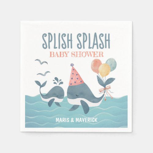 Under The Sea Watercolor Whale Baby Shower Napkins