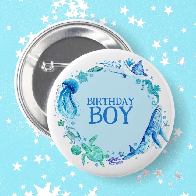 Under the Sea Watercolor Whale Birthday Boy Button (Under the Sea Watercolor Whale Birthday Boy Button)
