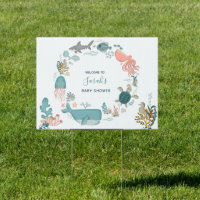 Under the Sea Watercolor Wreath Baby Shower Sign