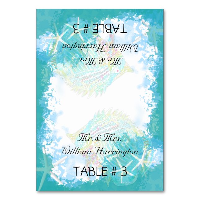 Under the Sea Wedding Tented Place Cards (Front)
