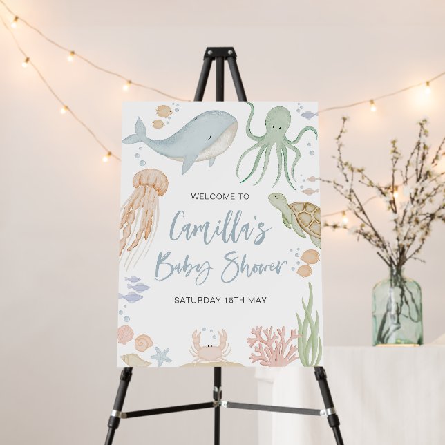 Under the Sea Welcome Sign Printable, Ocean Animal (In Situ (Stand))