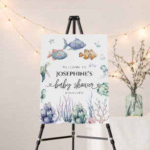 Under the Sea Welcome Sign Watercolor Ocean Animal