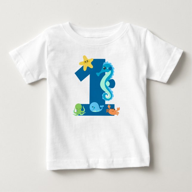 Under the Sea Whale 1st birthday shirt (Front)