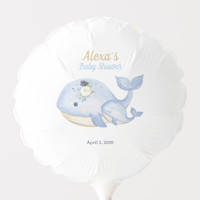 Under the Sea Whale Baby Shower (Boy) Balloon (Front)