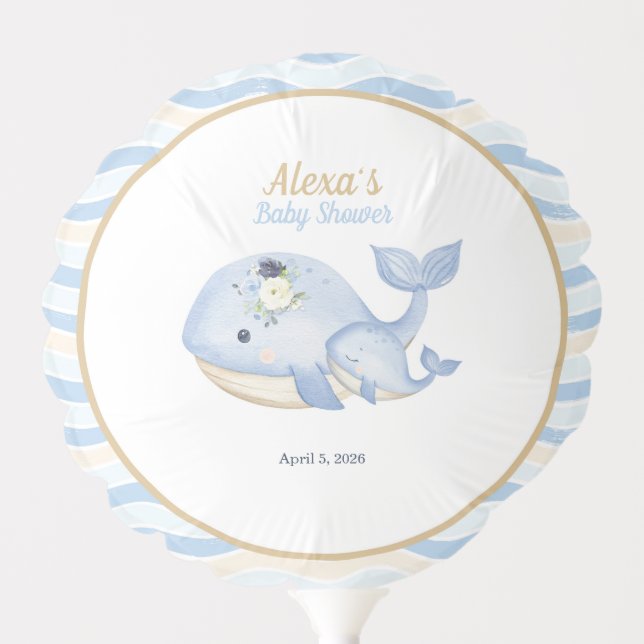 Under the Sea Whale Baby Shower (Boy)  Balloon (Front)