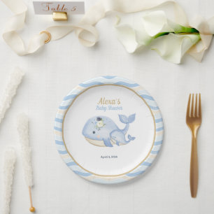 Under the Sea Whale Baby Shower (Boy) Paper Plate
