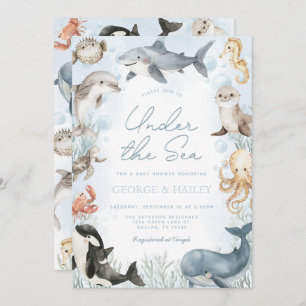 Under the Sea Whale Baby Shower Invitation