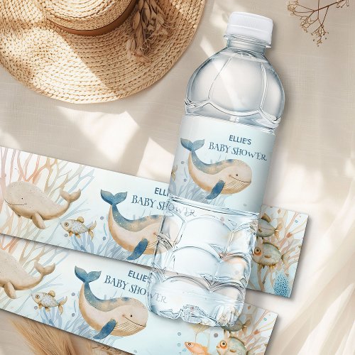 Under the Sea Whale Baby Shower Water Bottle Label