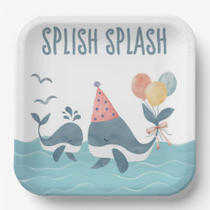 Under the Sea Whale Beach Baby Shower Paper Plates
