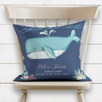 Under the Sea Whale Birth Record Throw Pillow