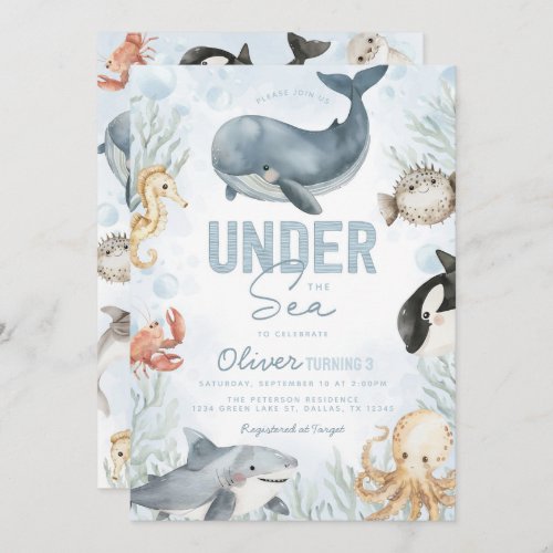 Under the Sea Whale Birthday Invitation