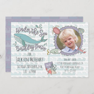 Under the Sea Whale Birthday Party Picture Invitation